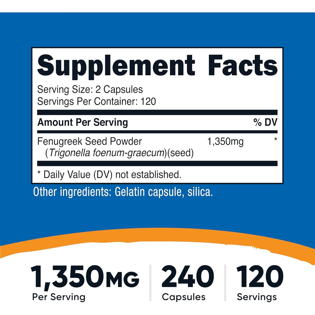 Nutricost Fenugreek Seed 1350Mg, 240 Capsules - Gluten Free, Non-Gmo, 675Mg per Capsule