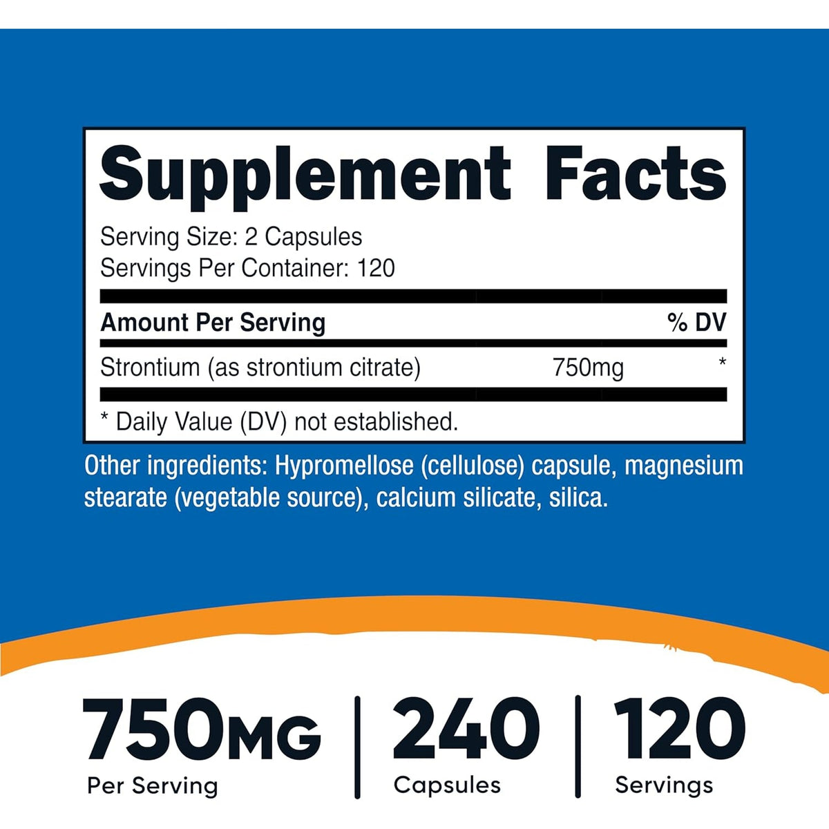 Nutricost Strontium Capsules 750Mg, 240 Capsules - Vegetarian, Non-Gmo, Gluten Free