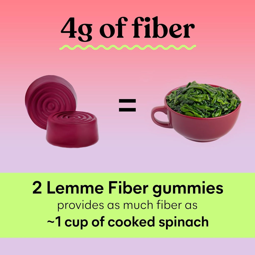 Lemme Fiber & Probiotic Gummies for Adults, Promotes Regularity & Digestive Health, No Sugar Added Strawberry Flavor, 4G Prebiotic Fiber & Clinically Studied Probiotic Strains, (60 Count)