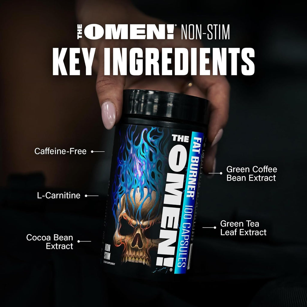 JNX SPORTS the Omen! Non‑Stimulant Thermogenic Fat Burner for Men & Women | Weight Loss Supplement, Caffeine‑Free & Appetite Suppressant | 100 Capsules