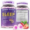 NEVISS Reishi Mushroom Sleep Gummies - Melatonin Free Sleep Gummies for Adult | Reishi, Saffron, Magnesium, GABA & Chamomile - Non-Habit Forming, Help for Deep Relaxation - Vegan, Berry Flavor, 1Pack