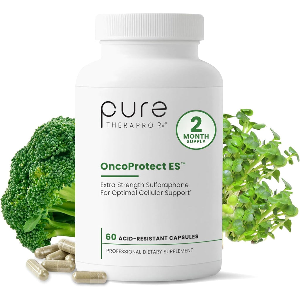 Pure Therapro Rx Extra Strength Sulforaphane Supplement from Broccoli Seed Extract | Made in USA | ONE Capsule per Serving (Other Brands Are 2 Caps!) | 3Rd Party Tested | Oncoprotect ES