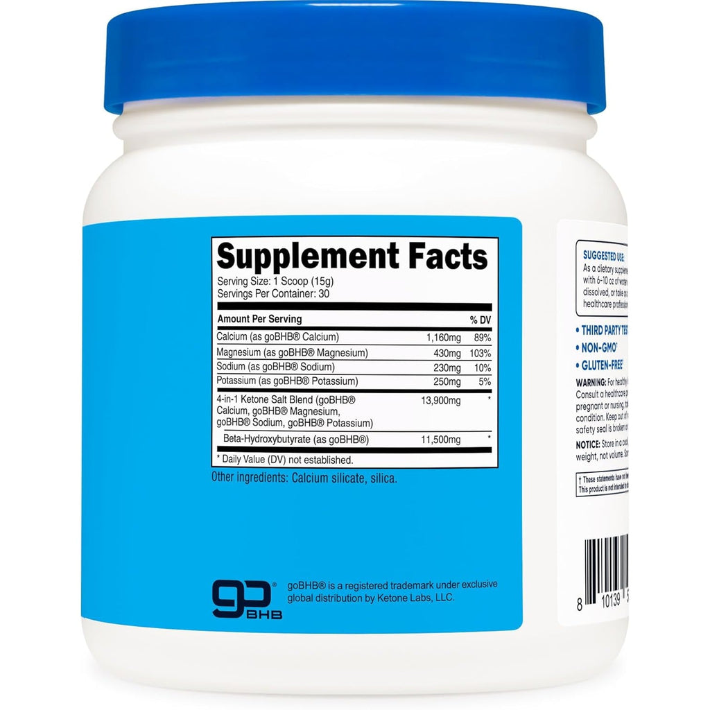 Nutricost Keto BHB Exogenous Ketones 4-In-1 (30 Servings) 12G Beta-Hydroxybutyrate (BHB) per Serving, (Unflavored) - Ketone Salts