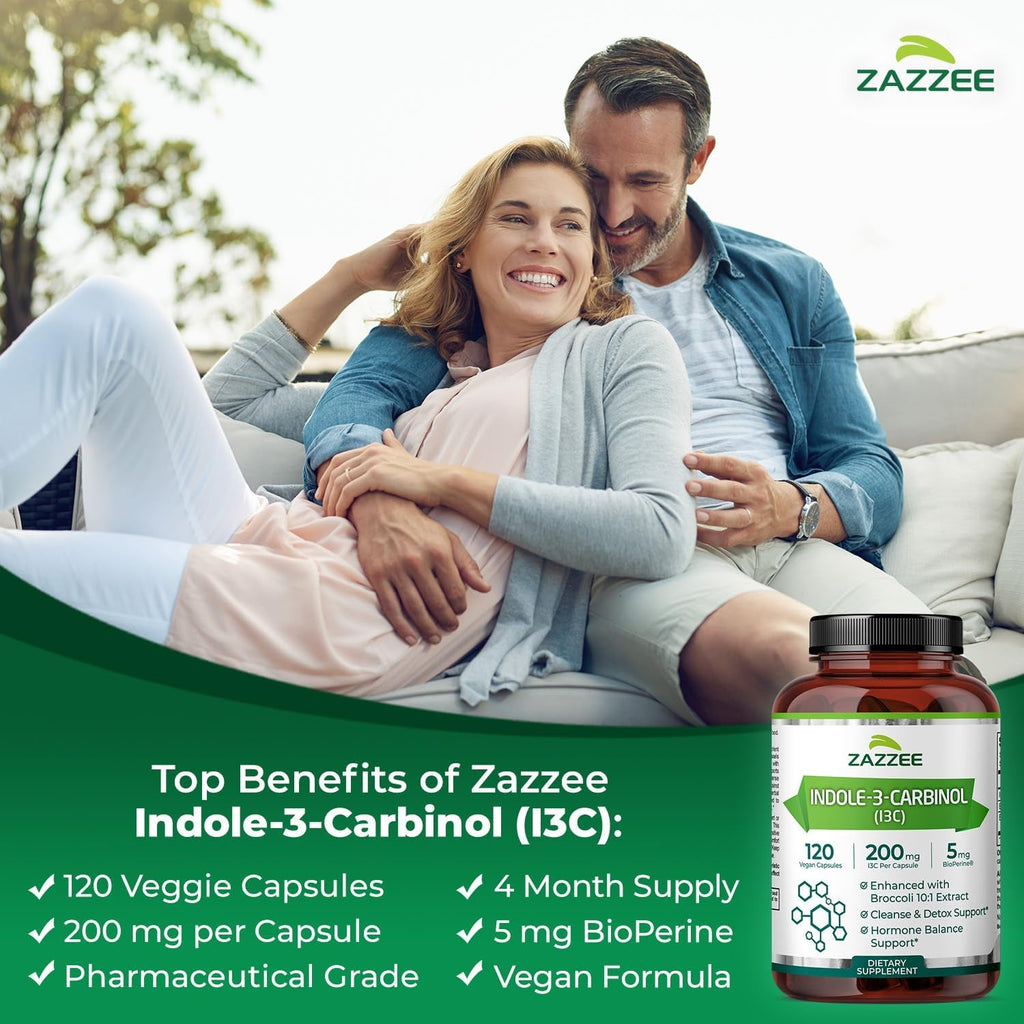 Zazzee High Absorption Indole-3-Carbinol (I3C), 200 Mg per Capsule, 120 Vegan Capsules, 4 Month Supply, 5 Mg Bioperine for Enhanced Absorption, 100% Vegetarian, All-Natural and Non-Gmo