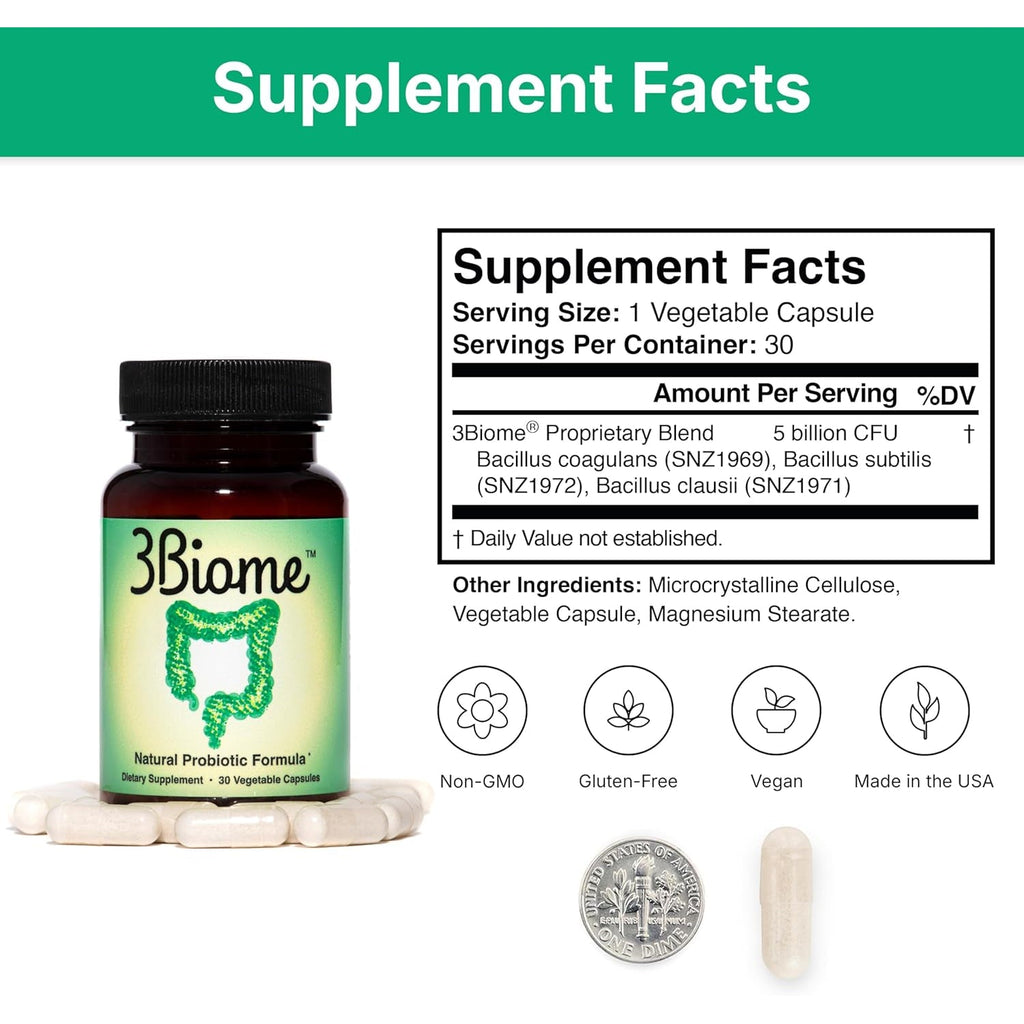 3Biome - Natural Probiotic Supplement - Non-Gmo, Vegan, Gluten-Free