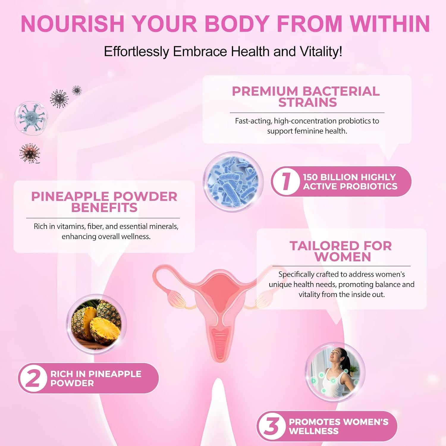 Vital Source Feminine Gummies - Feminine Balance Gummies for Women Ph Natrual Famale Balance Cummie - Collagen Gummie - Pineapple PH Balance Gummie for Women Support Women’S Health - 60PCS