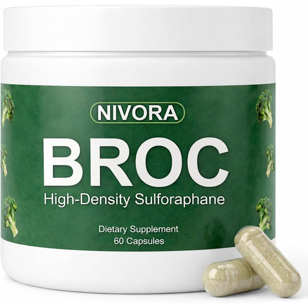 Nivora Broc High-Density Sulforaphane Supplement from Broccoli Sprouts – Immunity Support | Plant-Based Antioxidant Supplement | Supports Cellular Wellness & Overall Vitality