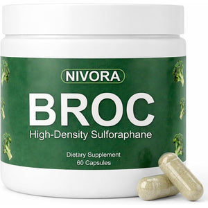 Nivora Broc High-Density Sulforaphane Supplement from Broccoli Sprouts – Immunity Support | Plant-Based Antioxidant Supplement | Supports Cellular Wellness & Overall Vitality