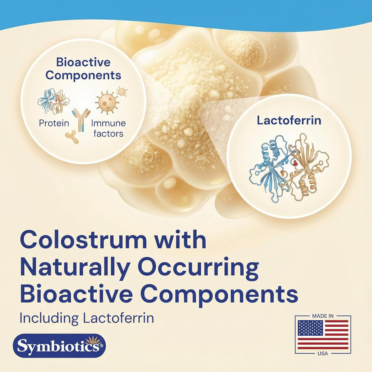 Symbiotics Naturade Colostrum Chewable Tablets Immune & Digestive Support with Lactoferrin, Gluten Free, Low Sugar, Easy Daily Wellness Nutrition (120 Count - Orange Cream)