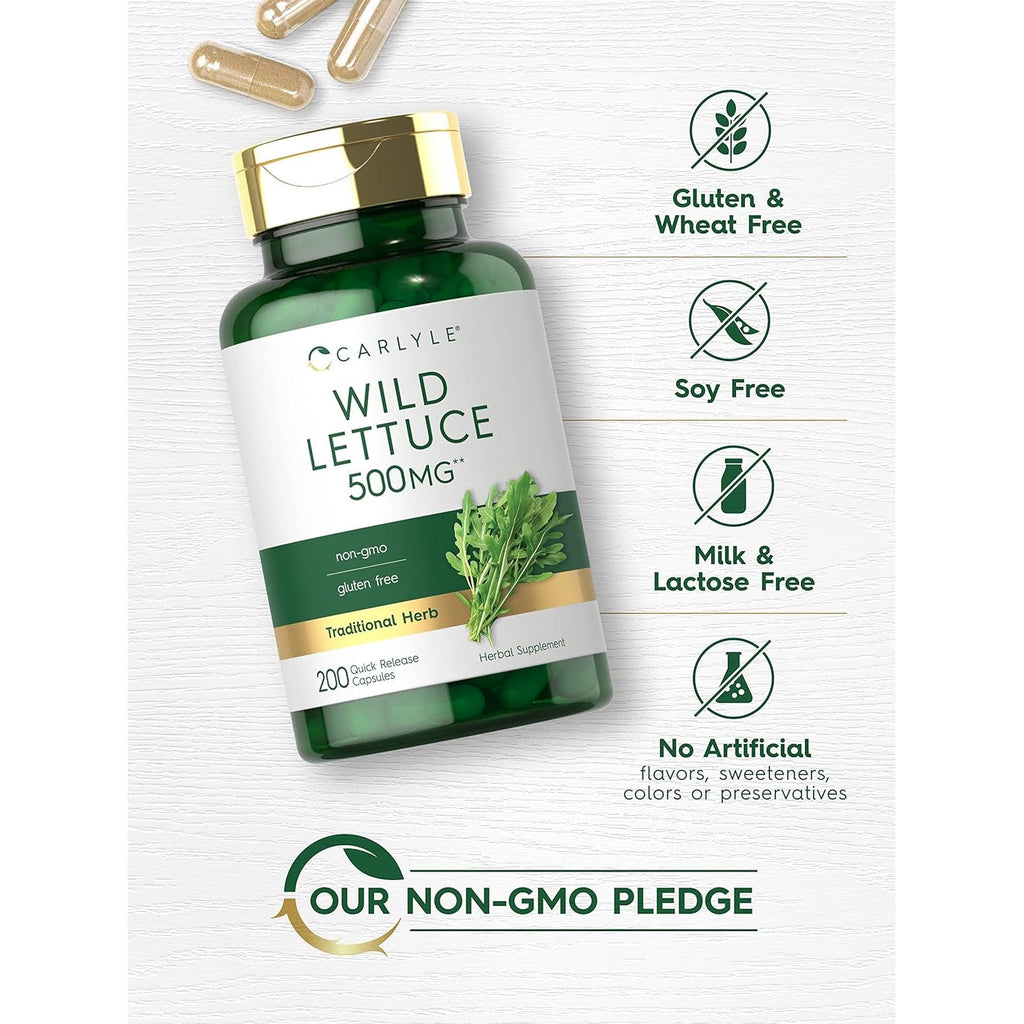 Carlyle Wild Lettuce Extract | 200 Capsules | Non-Gmo, Gluten Free Supplement
