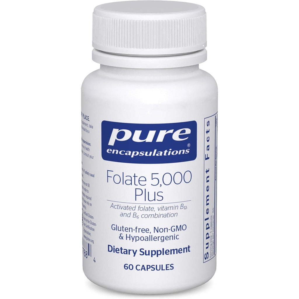 Pure Encapsulations - Folate 5,000 plus - Activated Folate, Vitamin B12 and B6 Combination - 60 Capsules