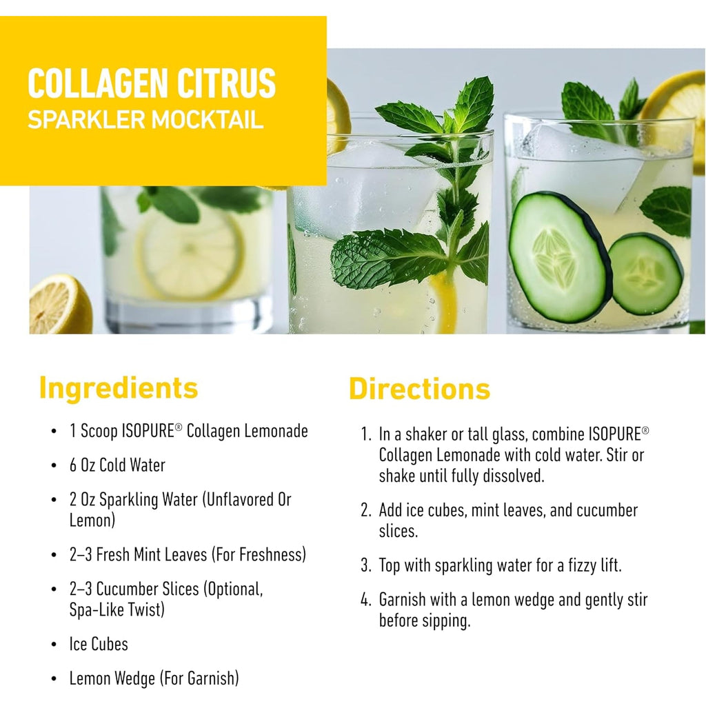 Isopure 20G Grass-Fed Collagen Peptides with Biotin + Vitamin C – Supports Skin, Hair, Nails & Joint Health – Lemonade, Keto Friendly Collagen Powder, 14 Servings