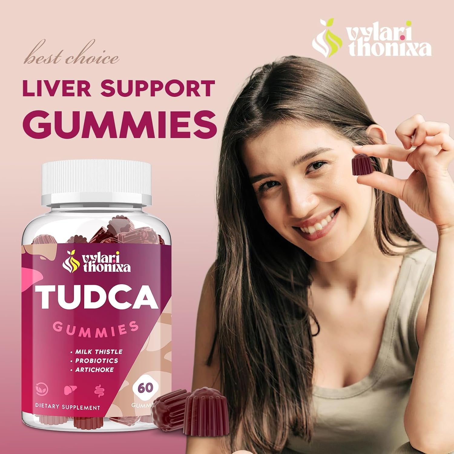 Premium TUDCA Bile Salts Gummies - 2000Mg High Potency Liver Support Supplement, Liver Detox & Repair with Milk Thistle, Artichoke, Probiotics - Vegan, 30 Servings