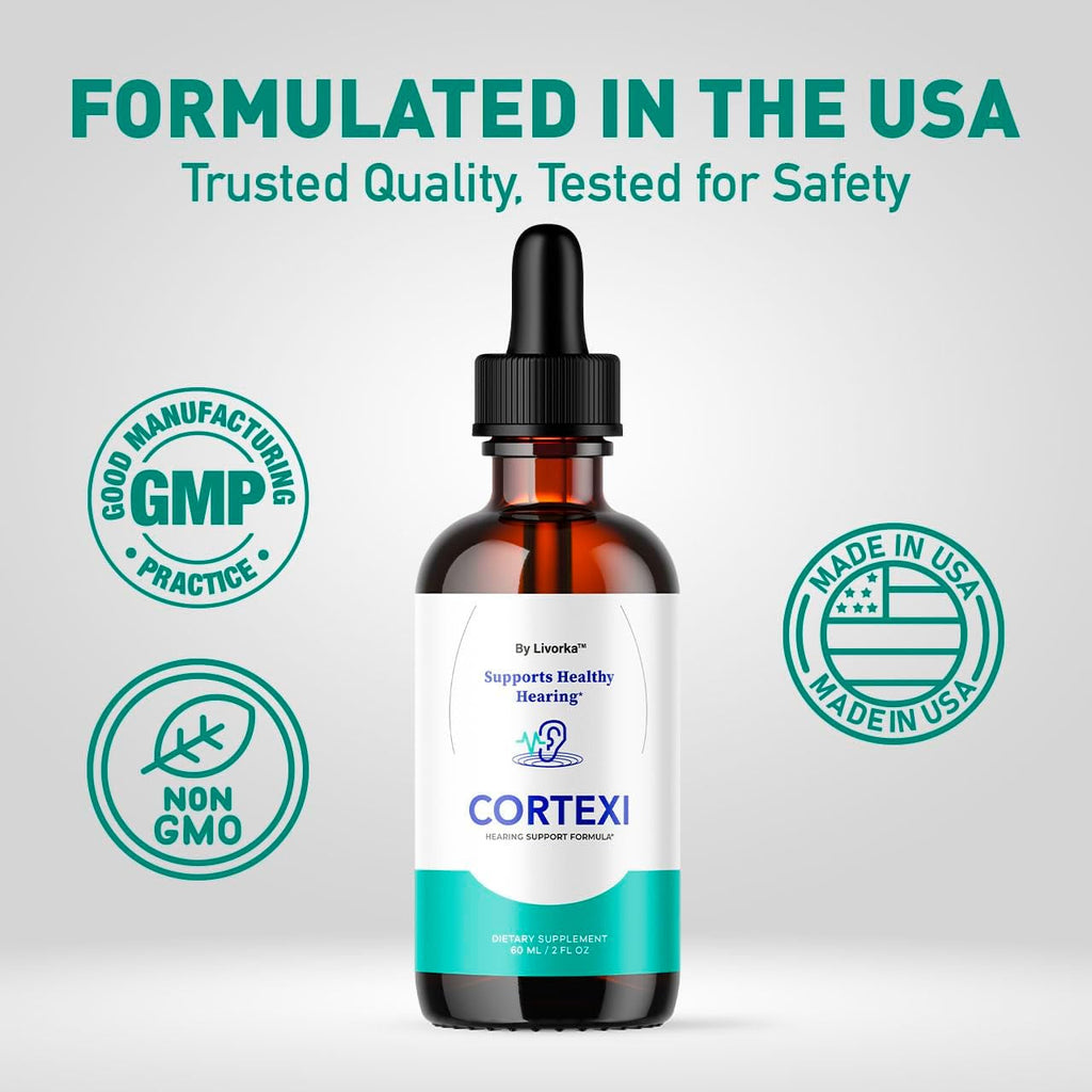 Cortexi Oral Drops to Drink - Formula for Ear Health, Hearing Support - Pack of 2 Bottles (60 Day Supply)