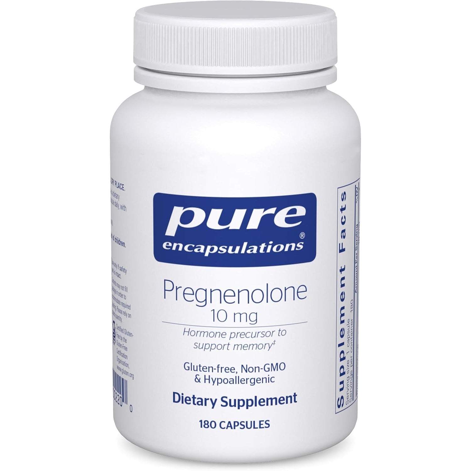 Pure Encapsulations Pregnenolone 10 Mg - Support Memory & Hormone Balance* - Hormone Precursor - Gluten Free & Non-Gmo - 180 Capsules