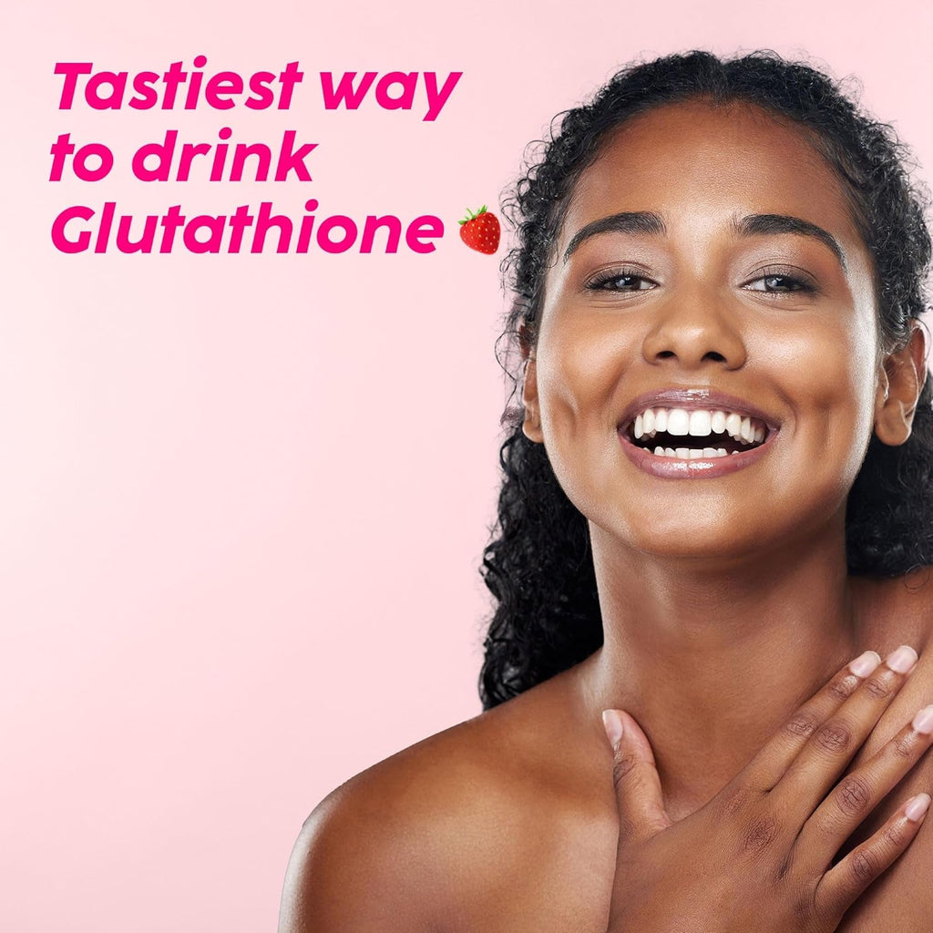 PLIX Glowy Skin 500Mg Glutathione Supplement with Hyaluronic Acid, Vitamin C, E & Berries | 30 Effervescent Tablets, Strawberry Flavor