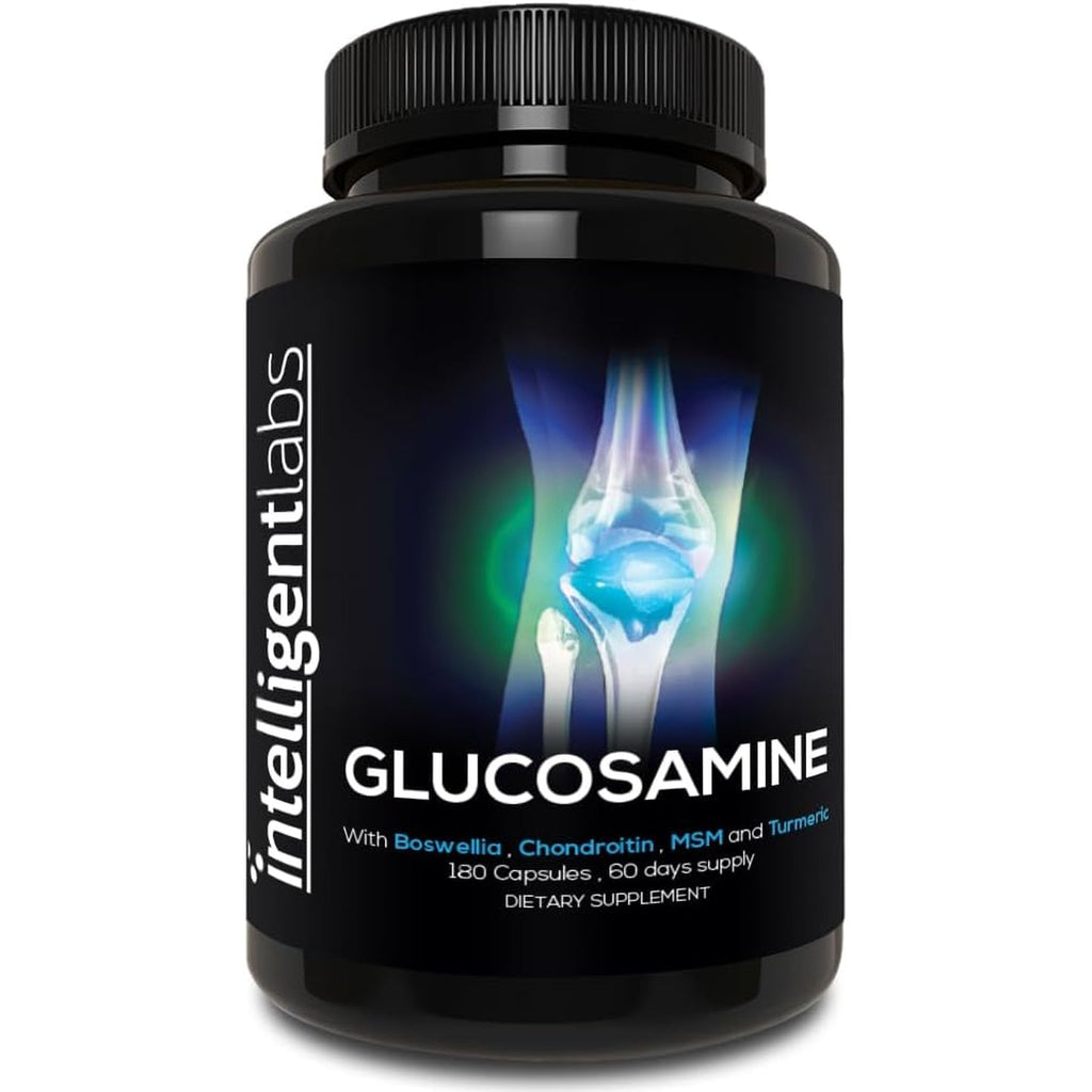 Intelligent Labs Glucosamine and Chondroitin High Strength Complex with MSM | 180 Capsules | Immune System Support | with Turmeric, Boswellia, and Quercetin Joint Care Supplements