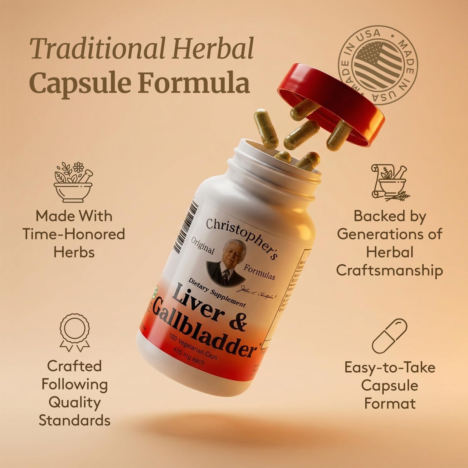 Christopher'S Original Formulas Liver & Gallbladder Formula Capsules - Gallbladder Supplements with Digestive Enzymes & Natural Herbs