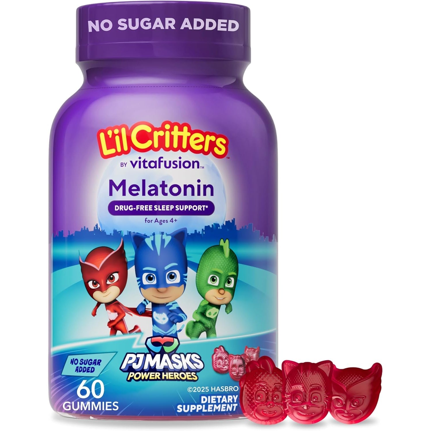 L'Il Critters PJ Masks Melatonin Gummy Supplements, 60 Gummies