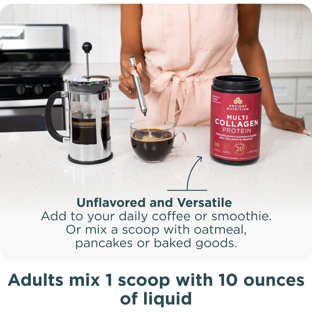 Ancient Nutrition Collagen Peptides Powder, Multi Collagen Protein, Women & Men, Vitamin C, Probiotics, Hydrolyzed Collagen, Supports Skin, Joints, Gut Health, Unflavored, 40 Servings