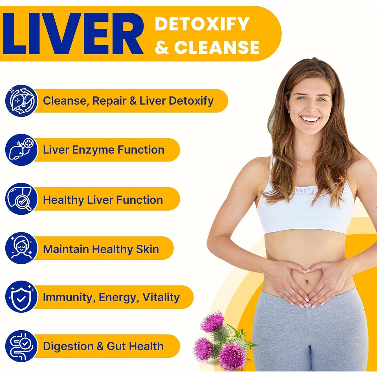 Liver Detoxify Repair & Cleanse, 20 Billion Afu Akkermansia Probiotic with Milk Thistle, Dandelion & Turmeric, 8-In-1 Herbal Formula for Liver Support & Renew, Antioxidant, Gut & Skin Health, 60 Caps