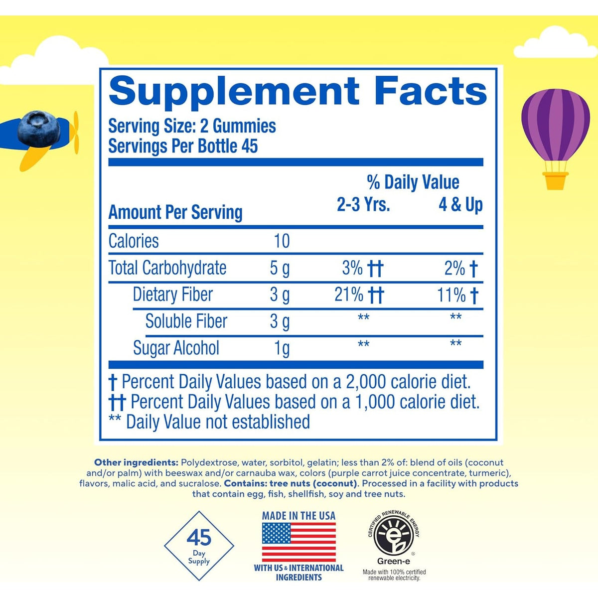 L’Il Critters Fiber Daily Gummy Supplement for Kids, for Digestive Support, Berry and Lemon Flavors, 90 Gummies