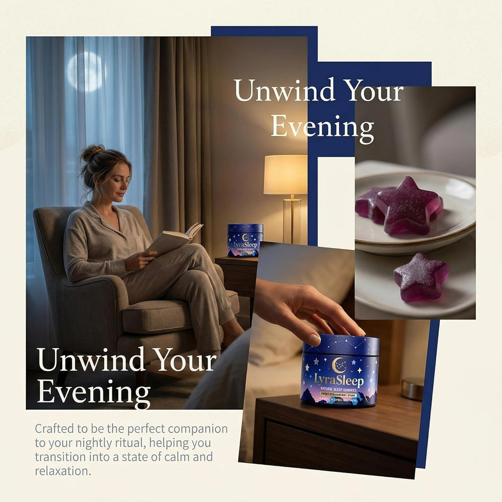 Lyrasleep Gummies - Nighttime Relaxation & Sleep Support Supplement with L-Theanine & Botanical Blend, Calm & Restful Sleep Formula, Berry Flavor - 60 Gummies