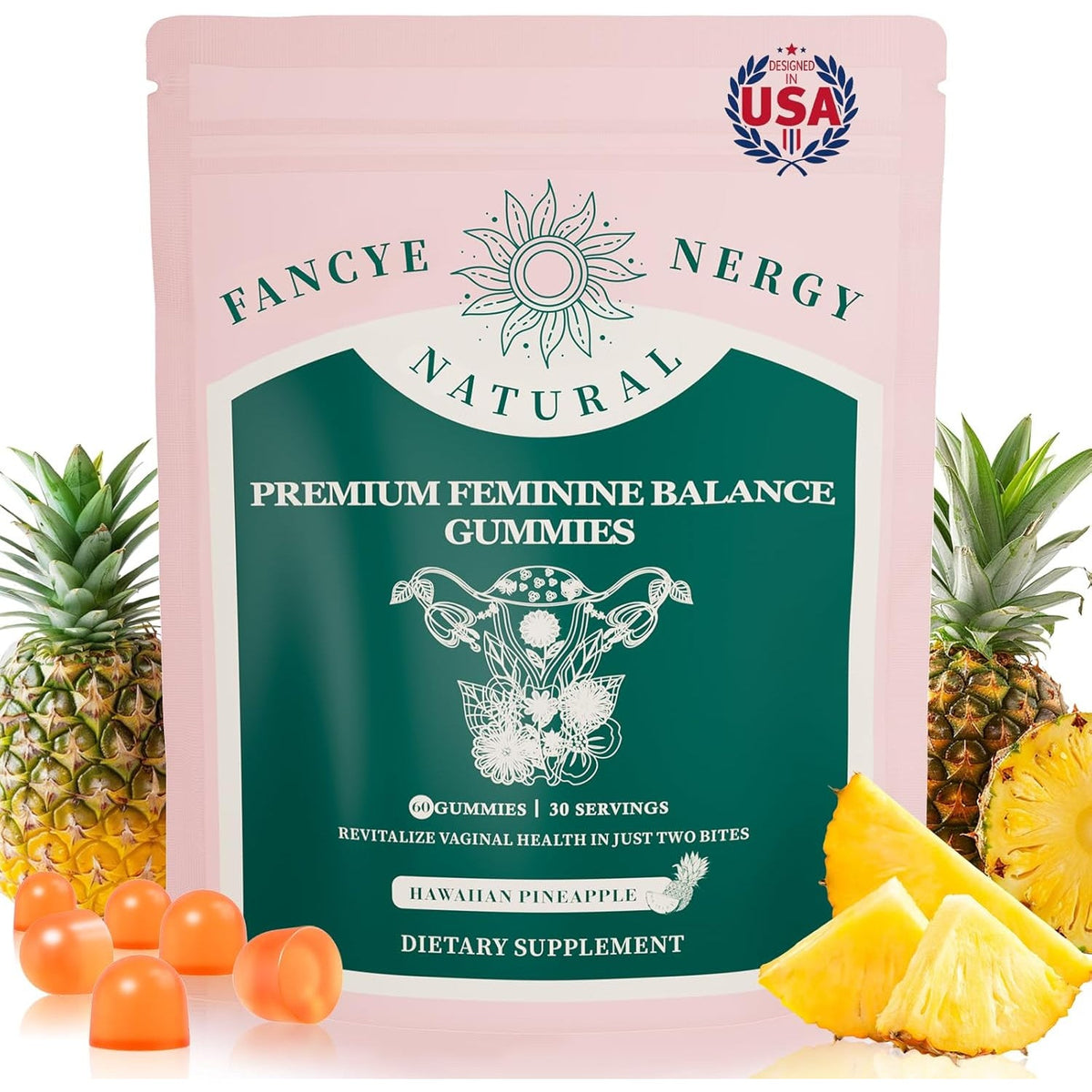 Vaginal Probiotic Gummies for Women – Advanced Feminine Balance & Ph Support, Healthy Odor & Vaginal Flora, Immune & Digestive Health – Vegan, Gluten-Free – Hawaiian Pineapple – 60C