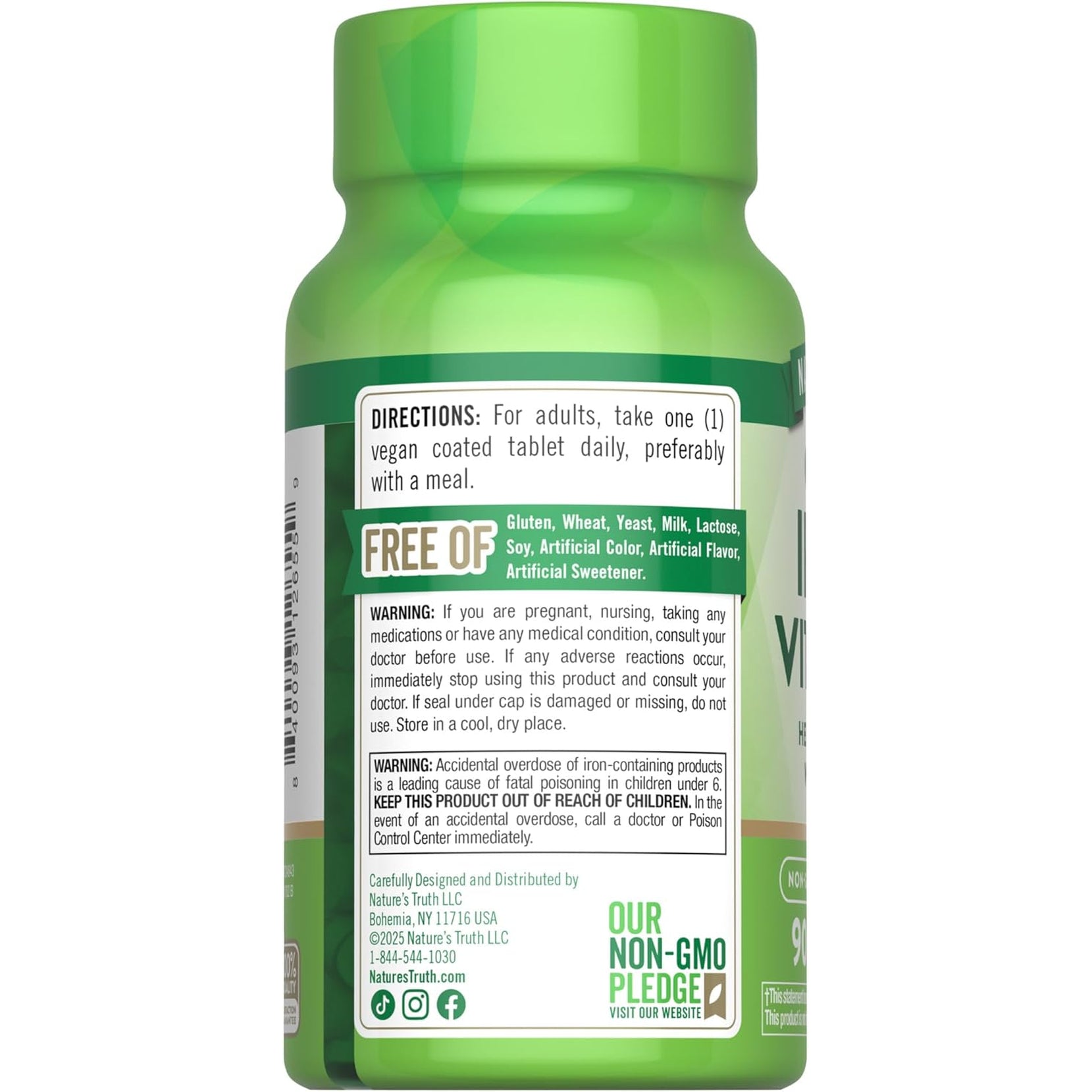 Nature'S Truth Iron plus Vitamin C Tablets | 65Mg of Iron | 90 Count | High Potency | Vegan, Non-Gmo & Gluten Free Supplement