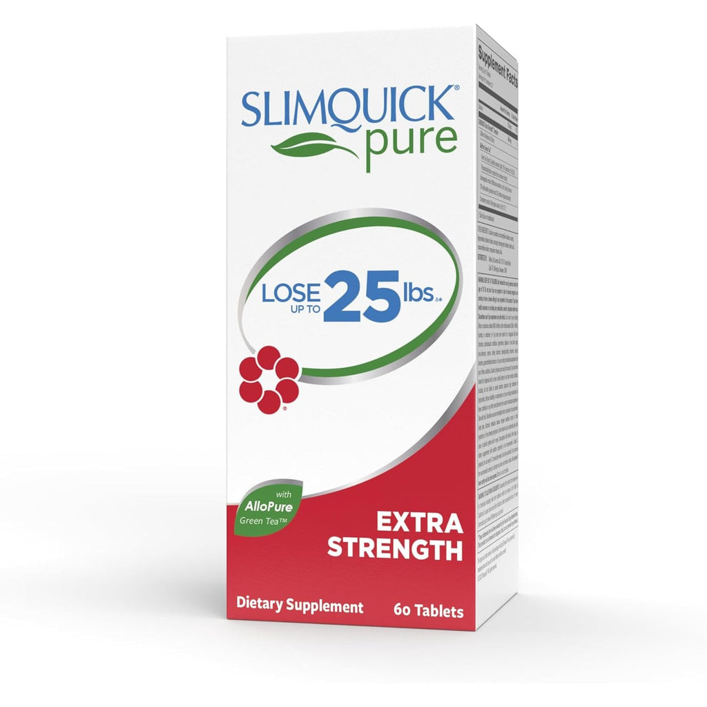 Slimquick Pure 3X Extra Strength Pill for Women, Helps Achieve Weight Goals, Helps Metabolism, Lose Excess Water, Keeps Full for Longer with Green Tea Extract, Caste Tree, Caffeine, MCT Oil - 60 Count