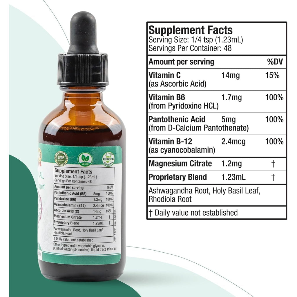 Rejuvica Health Active Adrenal - Advanced Adrenal Support Tincture - Liquid Delivery for Better Absorption - Ashwagandha, B-Vitamins, Magnesium and More