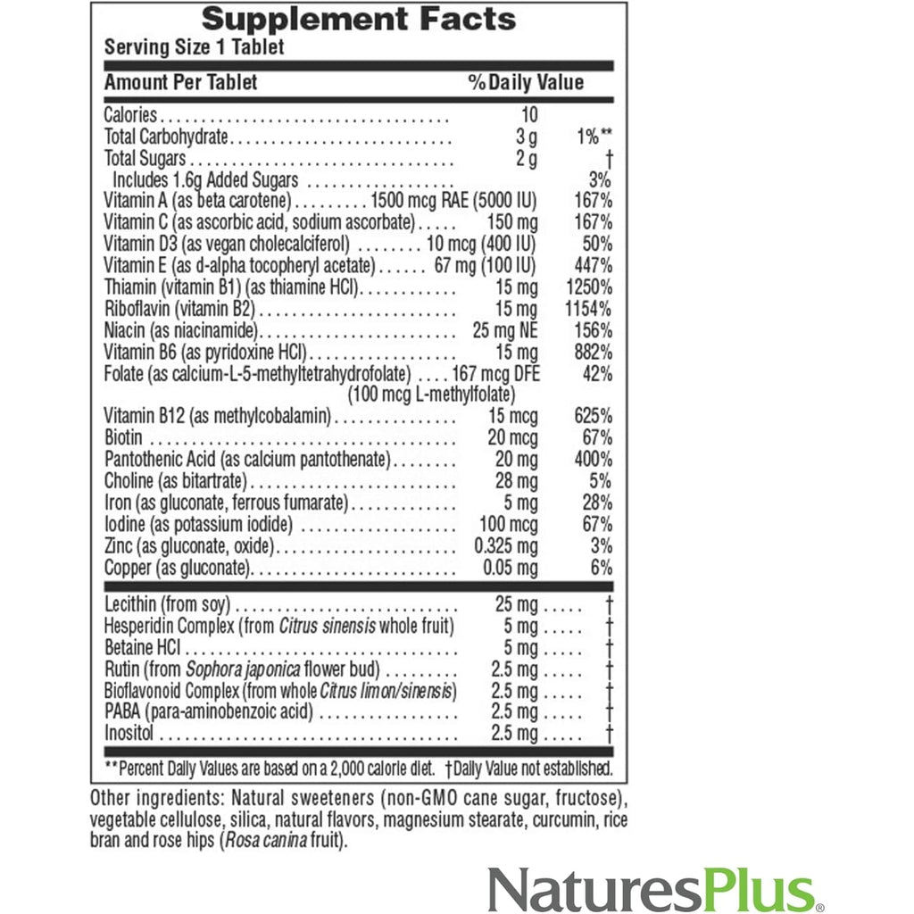 Naturesplus Adult'S Chewable, Pineapple Flavor - 90 Tablets - Multivitamin & Mineral - Vegan, Gluten Free - 90 Servings