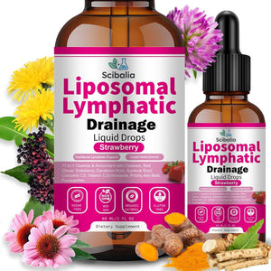 Liposomal Lymphatic Drainage Drops, 11-In-1 Organic Lymphatic Support with Red Clover Echinacea Elderberry Burdock Root for Lymph Cleanse Immune Support & Daily Detox Vegan Non-Gmo