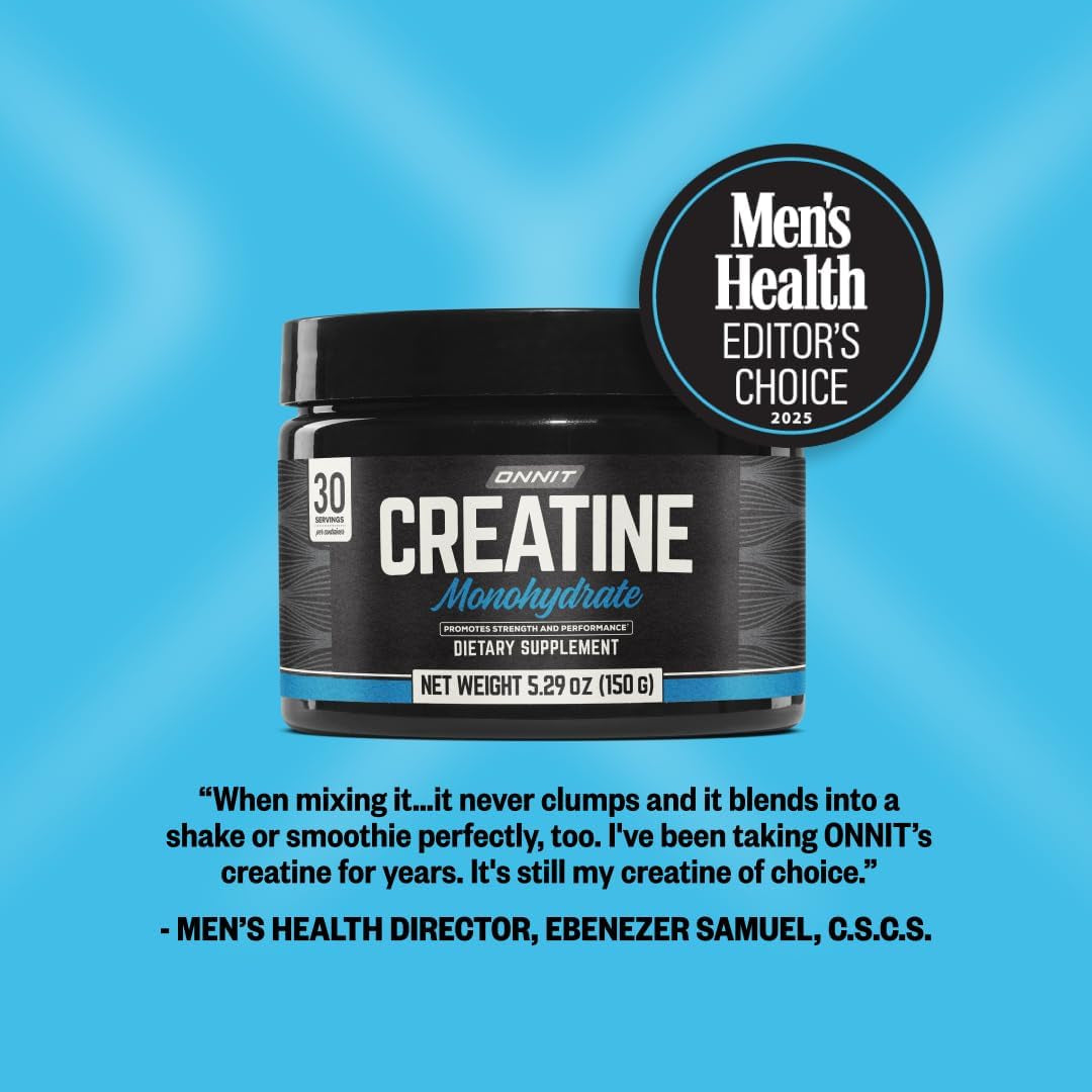 ONNIT Creatine Monohydrate Powder, IGEN(TM) Non-Gmo Tested 5G Premium Creatine for Muscle Strength, Power and Lean Mass, Supports Brain Health, Brain Cellular Energy, Unflavored, 30 Servings, 5.29 Oz