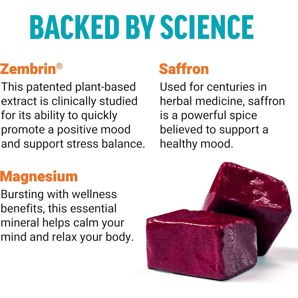 Force Factor Happy Mood, Mood Support and Balance Supplement to Support Happiness, Positivity, and Stress, Made with Magnesium, Saffron, Zembrin, Non-Gmo, Tropical Fruit Flavor, 30 Soft Chews