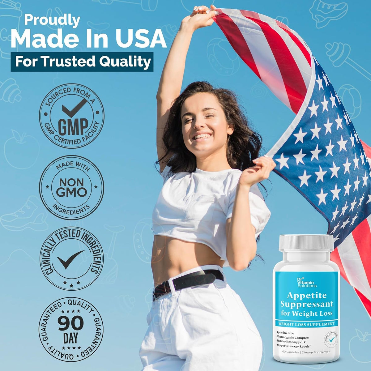 Appetite Suppressant for Weight Loss - Diet Pills for Women W/ Garcinia, Ginger Root, Guarana - Thermogenic Fat Burner & Metabolism Booster for Women & Men | Belly Fat + Energy Support, 60 Caps