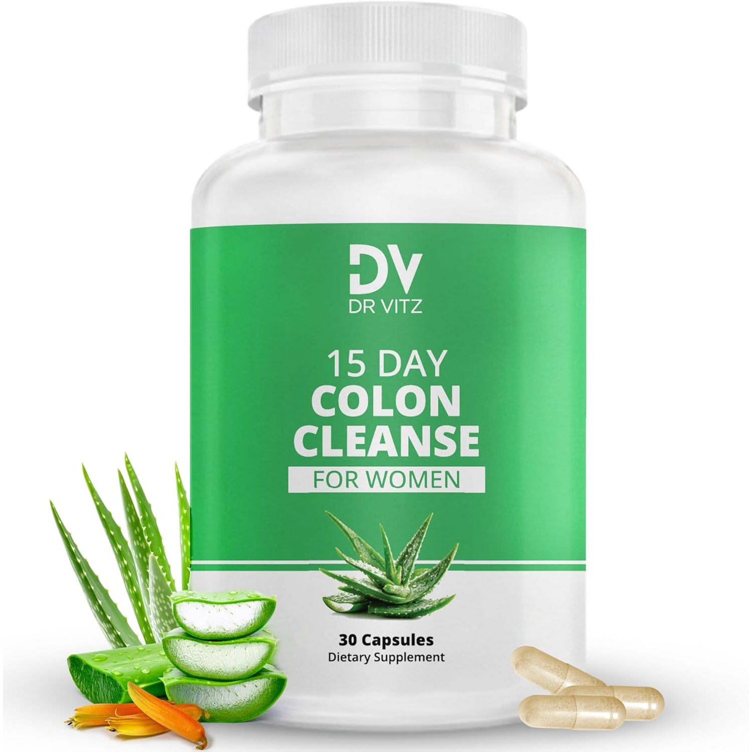 15 Day Colon Cleanse for Women – Natural Detox Pills with Herbs, Fiber & Probiotics – Bloating & Constipation Relief, Weight Loss & Gut Health Reset – 30 Capsules