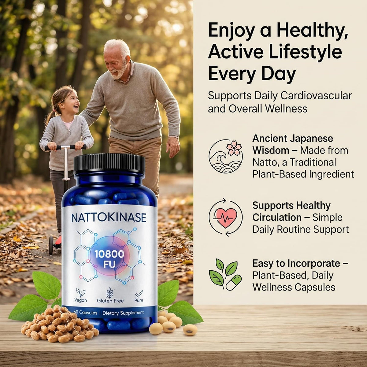 Nattokinase 10800 FU Enzyme Supplement, Ultimate Nattokinase with Fermented Soy Extract Standardized Activity – Plant Based Daily Capsule for Wellness Routine and Active Lifestyle Support (1)
