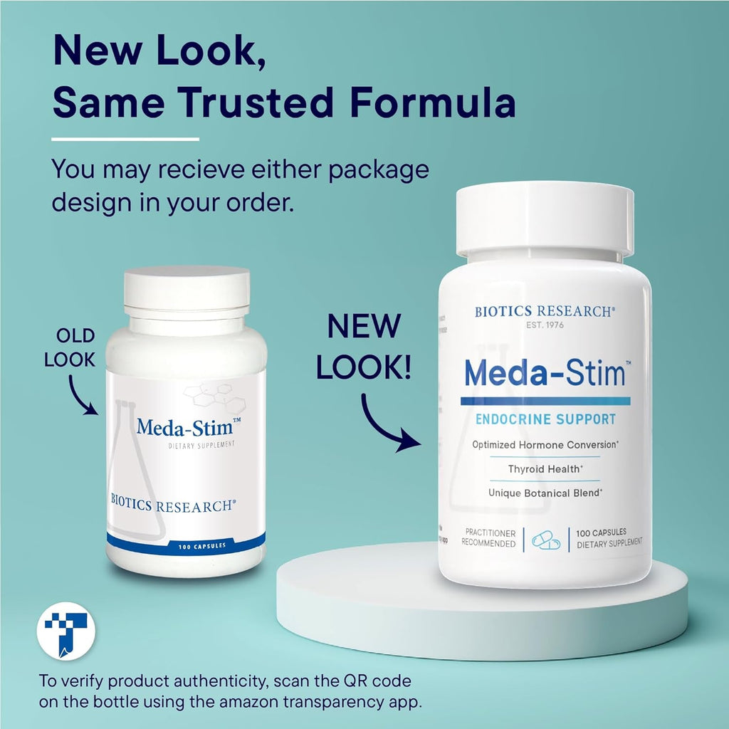 Biotics Research Meda Stim Support Endocrine Function, Nutritional Support for the Thyroid Gland, Healthy T3, T4, Thyroxine Levels, Metabolic Health, Contains Iodine, Selenium, Magnesium, 100 Capsules