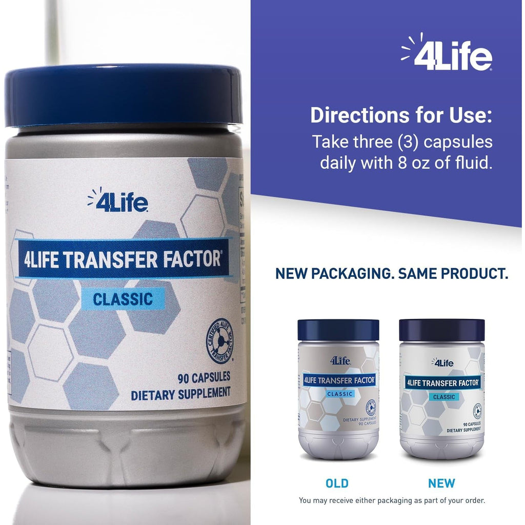 4Life Transfer Factor Classic -With Cow Colostrum for Enhanced Immune Response, Recognition, and Memory - for Ages 2 and up - 90 Veggie Capsules