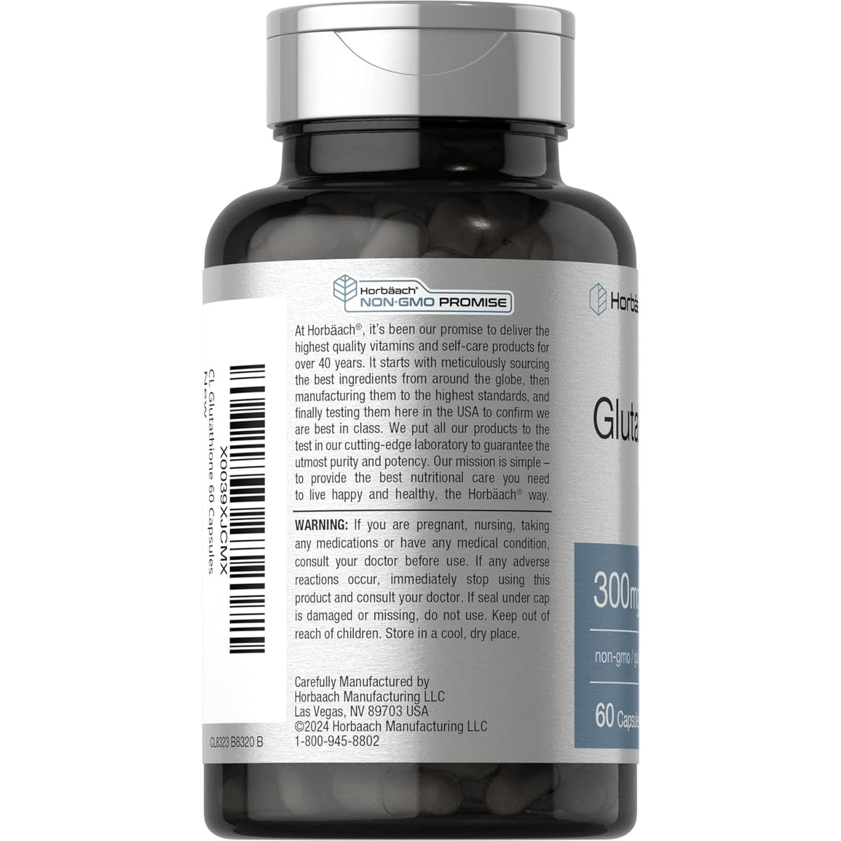 Horbäach Glutathione 300Mg | 60 Capsules | Reduces Form | Non-Gmo & Gluten Free Supplement