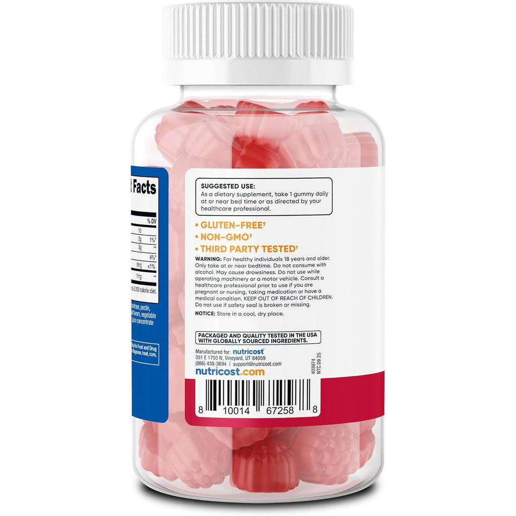 Nutricost Melatonin 1Mg, 180 Gummies, Strawberry Flavored - Gluten Free, Non-Gmo, No Corn Syrup