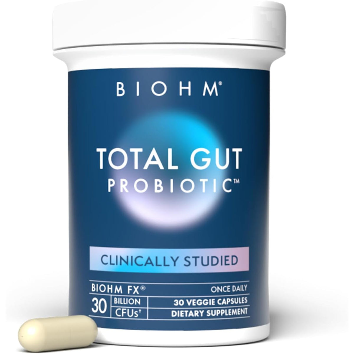 BIOHM Total Probiotic, 30 Billion CFU Daily Probiotics for Women & Men (30 Count) Helps Reduce Occasional Gas & Bloating, Supports Digestion & Total Gut Health, Non-Gmo, Vegan