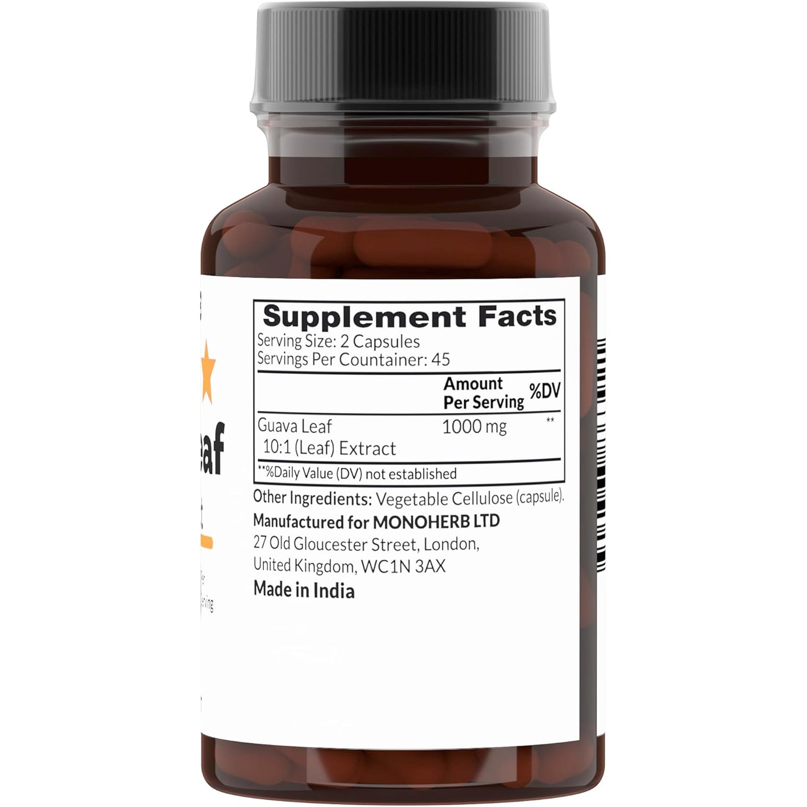 MONOHERB Guava Leaf 10:1 Extract 1000 Mg - 90 Capsules.