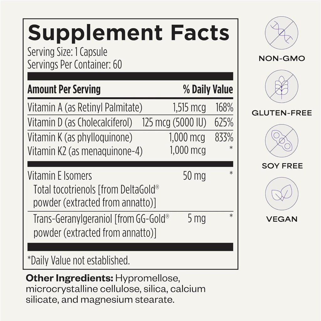 DAKE by Dave Asprey | Synergistic Blend of Essential Vitamins D-A-K-E | Vitamin D2 + K2 + a + E Supplement for Immune Support, Bone & Joint Support, & Heart Health | 60 Day Supply
