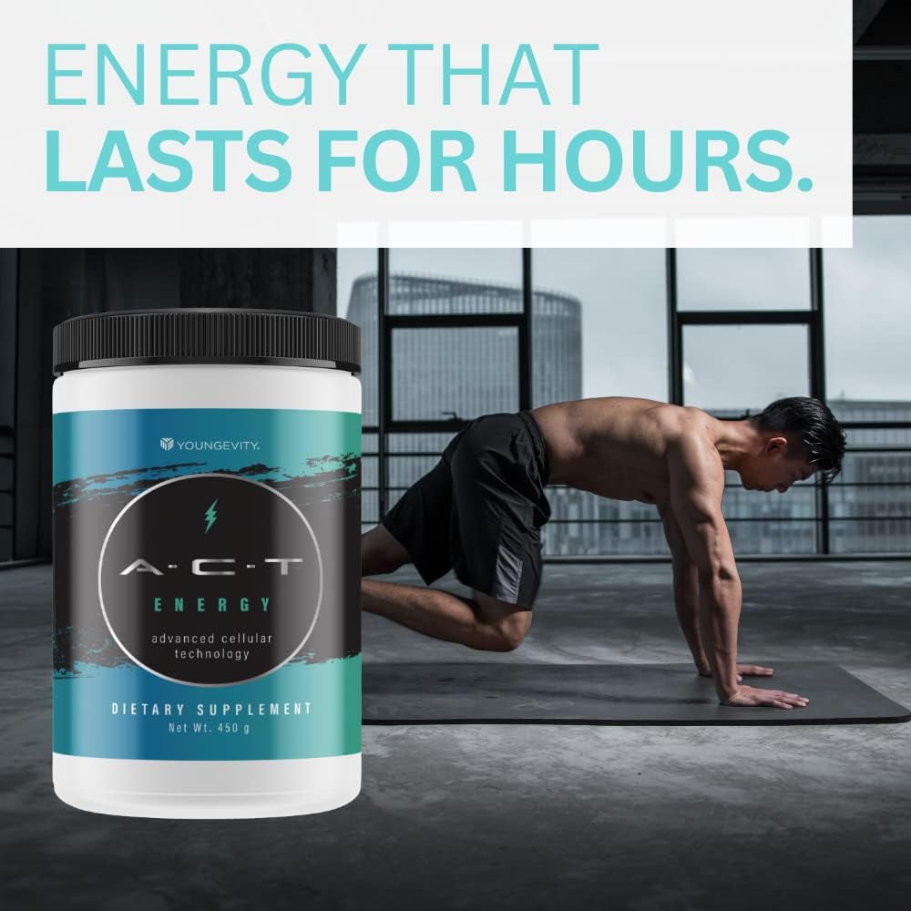 1 Canister ACT Energy Natural Healthy Energy Drink 40 Calories A.C.T. by Youngevity (Ships Worldwide) Net Wt. 450G