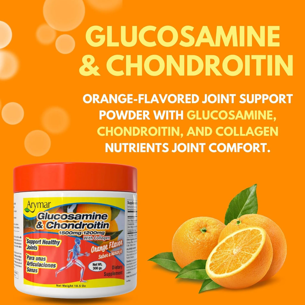 Arymar Glucosamine Chandroitin Powder (1500Mg/1200Mg) - Joint Health Support Supplement - Helps Maintain Mobility & Flexibility - High Absorption Formula - 300G (10.5 Oz)