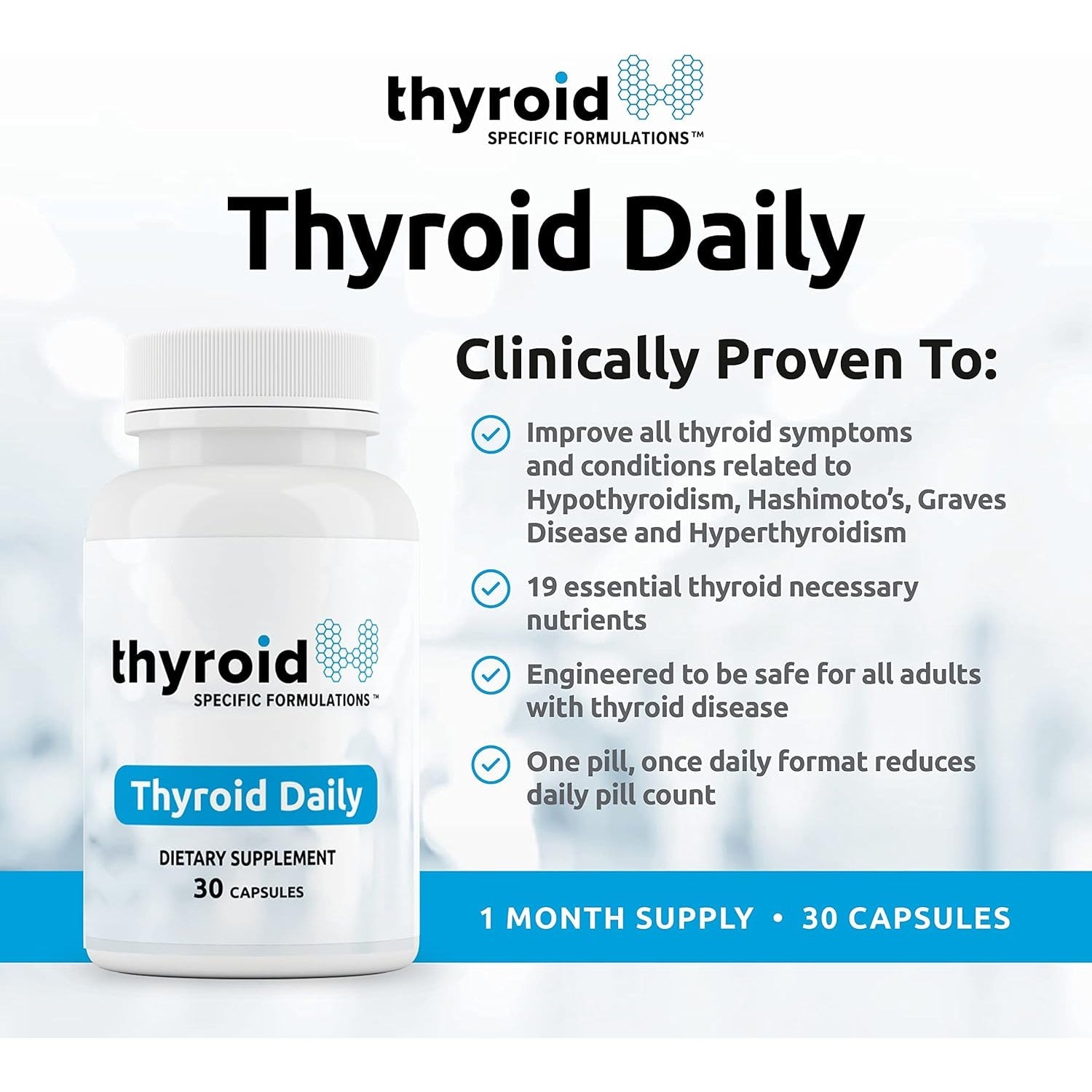 Thyroid Daily - the First Nutrient Complete Multi Designed for Optimal Thyroid Health. Thyroid Daily Is Iodine Free W/ 19 Thyroid Daily Essential Nutrients for Thyroid Support.