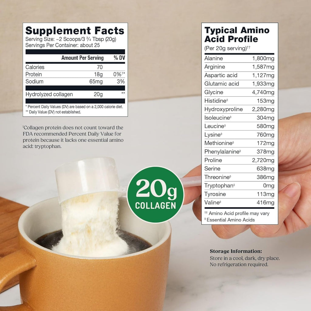 Bulletproof Unflavored Collagen Peptides Powder, 20G Grass-Fed Collagen Protein and Amino Acids for Skin, Bones and Joints, 17.6 Ounces