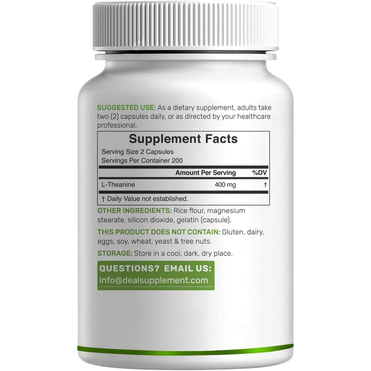 L-Theanine 400Mg, 400 Capsules – Extra Strength Theanine Supplement – Amino Acids for Focus & Relaxation Support – Non-Gmo & Gluten Free